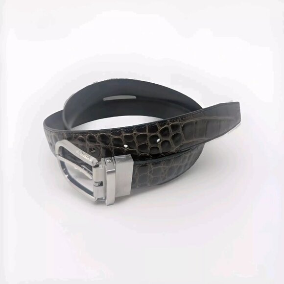 TUMI Brown Croco / Black Calfskin Leather Reversible Belt - Picture 8 of 8